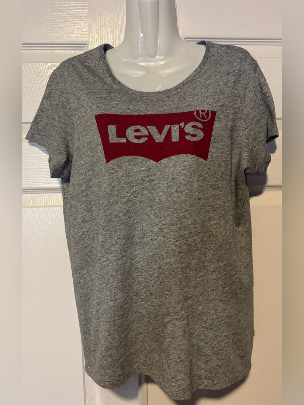 Women’s Levi'Heather Gray Tee with Deep Red Logo